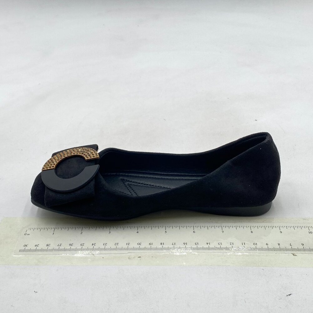 Black Women Rhinestones Decoration Square Toe Low Heel Slip On Comfy Shoes